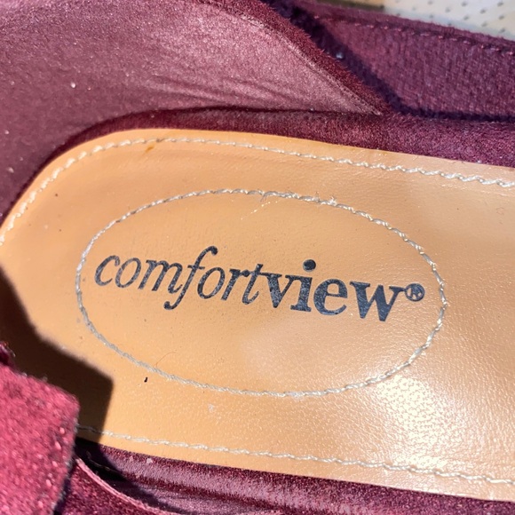 Comfortview Aurelia Women's Deep‎ Wine Flats Size 12W ankle strap wedge heel - Picture 2 of 13